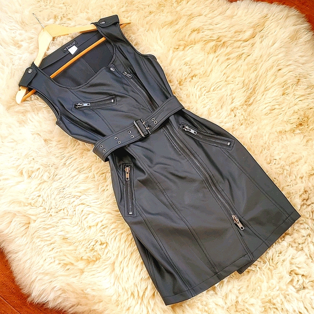 VENUS Soft stretch leather look SEXY power dress